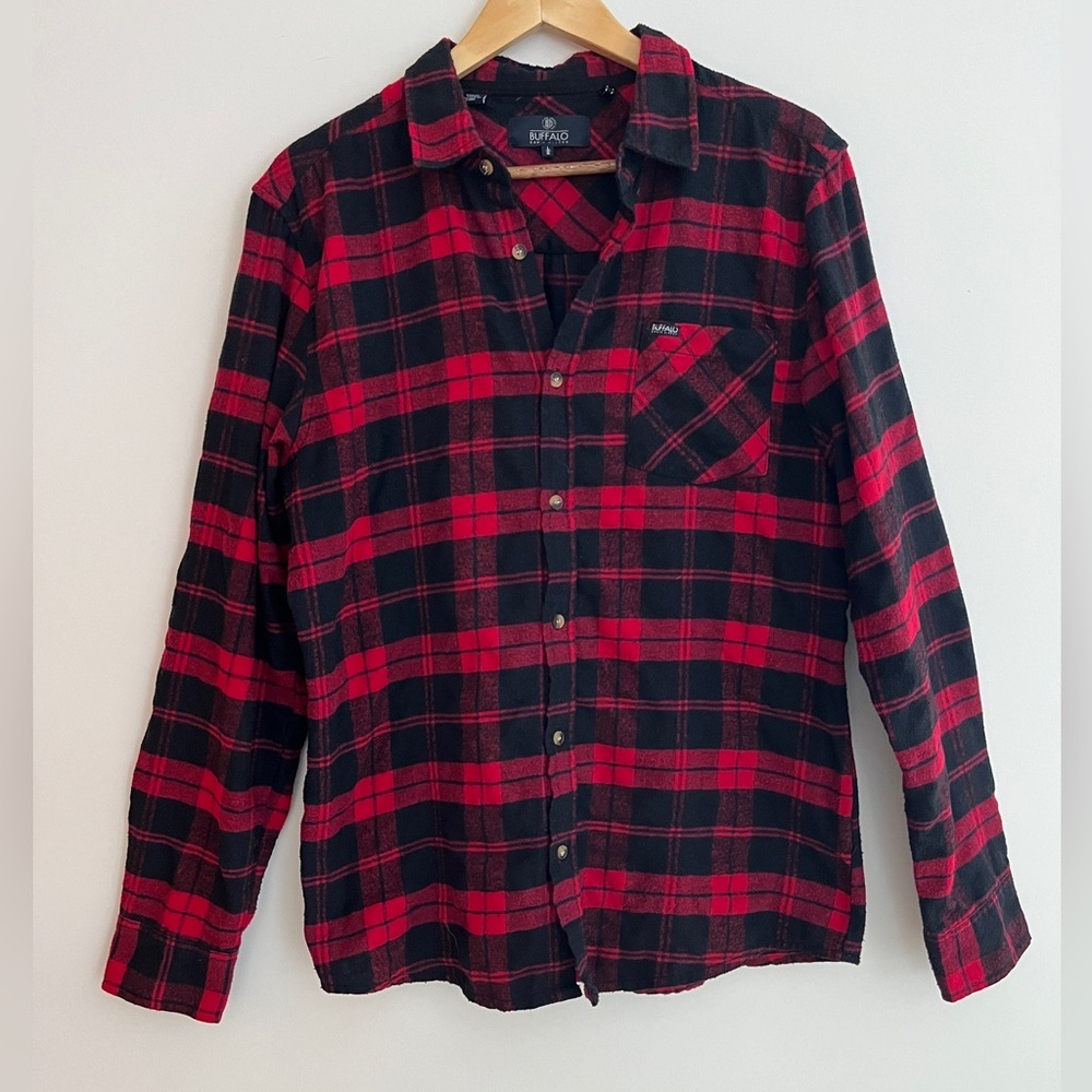 BUFFALO David Bitton Long Sleeve Flannel Buffalo Plaid Shirt Cabincore Casual